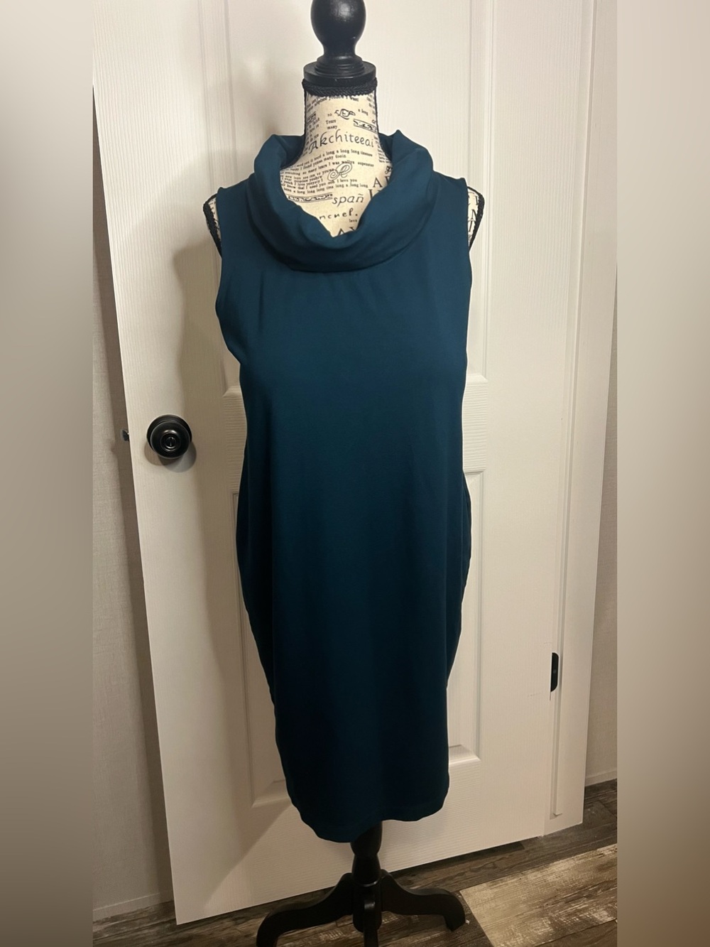 Banana Republic Teal Sleeveless Cowl-Neck Dress